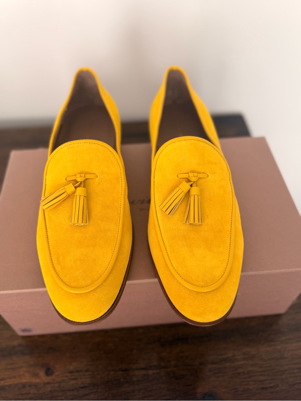 Gianvito Rossi Julio Yellow Suede Tassel Loafers Men's Sz 10 Nib Luxury Italy